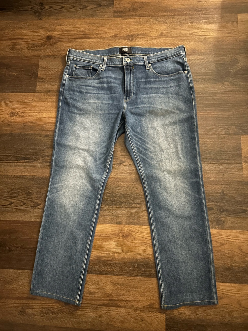 PAIGE Mid Blue Slim Straight Jeans